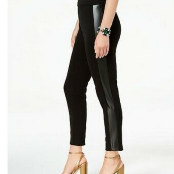 Zoe by Rachel Zoe Faux Leather Panel Crop Pant - Picture 2 of 4